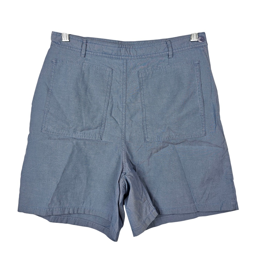 LL Bean Women's Blue 100% Cotton Chambray Pleated High Rise Shorts Size‎ 10 Reg